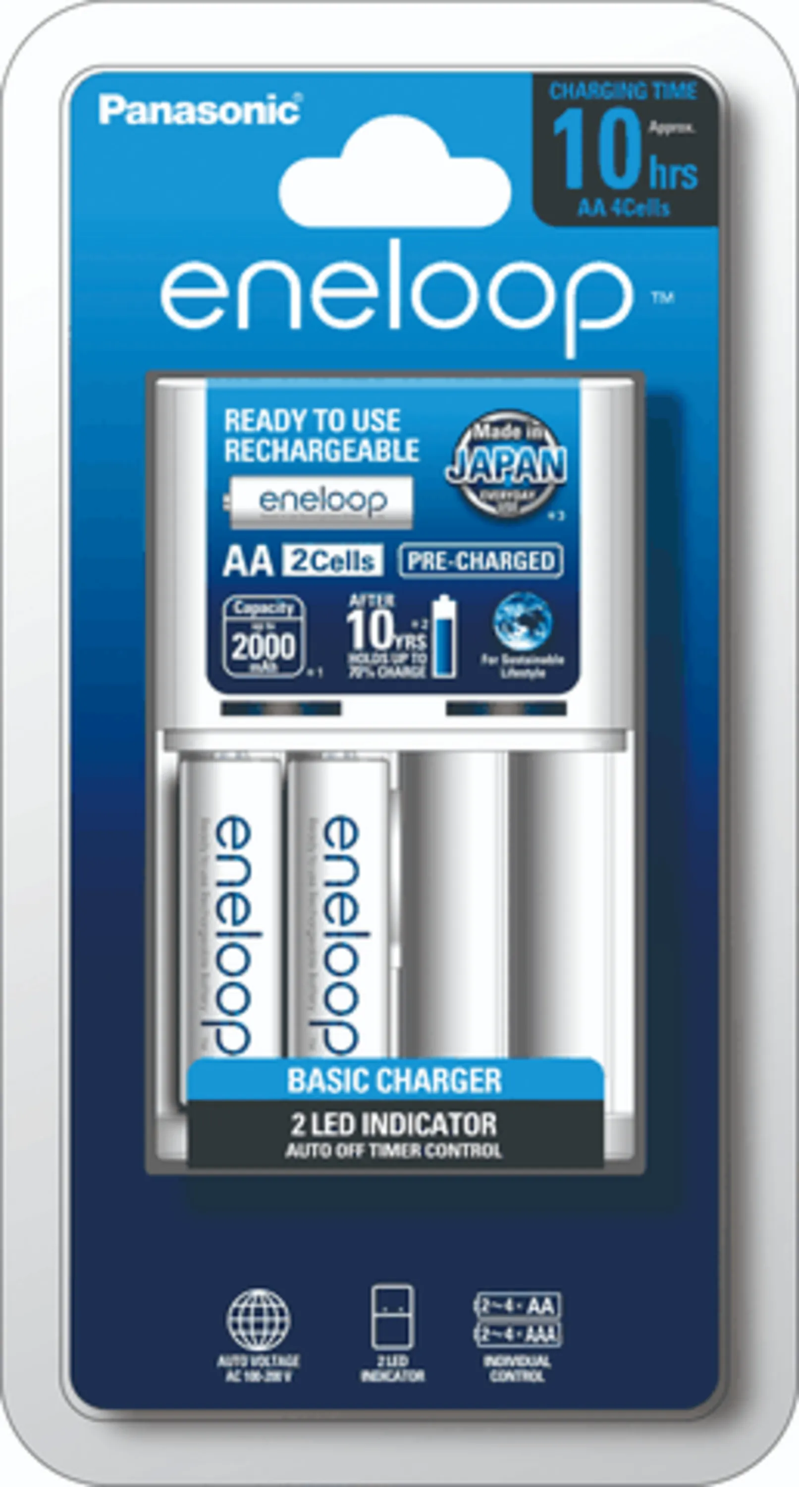 شارژر باتری پاناسونیک اصلی + 2عدد باتری قلمی K-KJ51MCC20S